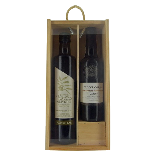 Taylor's Late Bottled Vintage Half Bottle of Port and Olive Oil Gift Set.