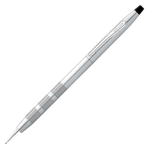 This Cross Classic Century Satin Chrome 0.7mm Mechanical Pencil has three clusters of lines close to the nib of the pencil with a sturdy grip.