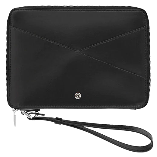 s t dupont paris black leather 10 pen case