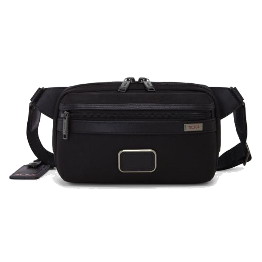 TUMI's Alpha East West Black Sling Bag has a leather patch on the front so you can personalise this with initials.