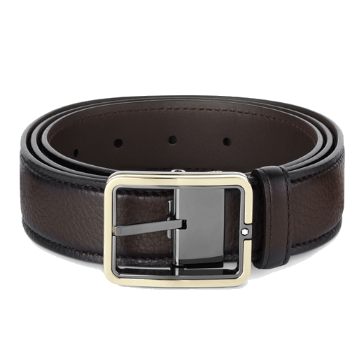 Montblanc Brown Sfumato Rectangular Ruthenium Pin Buckle Belt