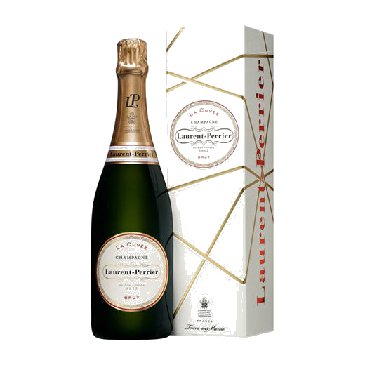 Bottle of Laurent Perrier La Cuvee champagne comes in a special giftbox.