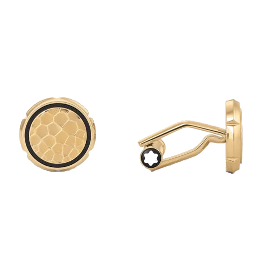 Montblanc's Masters of Art Homage to Gustav Klimt Cufflinks have a soft pattern on the surface with a black ring on the face to break up the gold PVD.