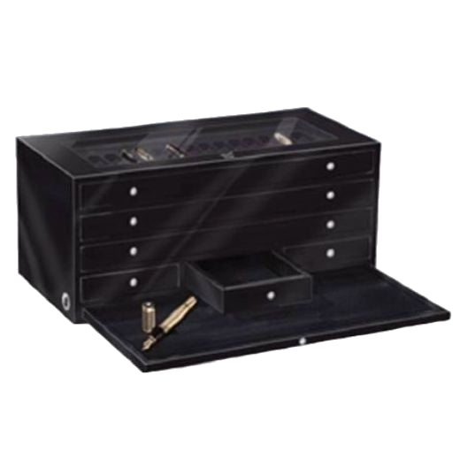 Montblanc's Wooden Collectors Box for 64 Pens looks great beside your workspace to show off your pens in a luxurious way.