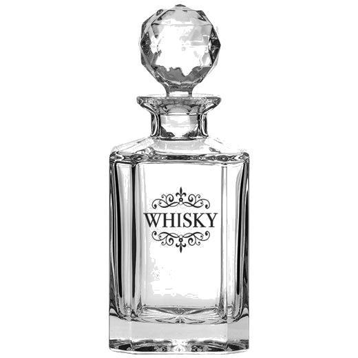 80cl 'Whisky' Engraved Square Spirit Decanter designed by Royal Scot Crystal.