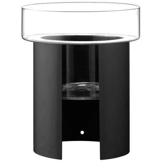 This LSA International Terrazza Planter 45cm in Jet Black has a two-part exterior with glass and steel.