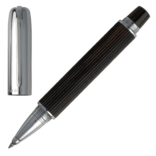 Full view of the Hugo Boss Brown Timber rollerball pen.
