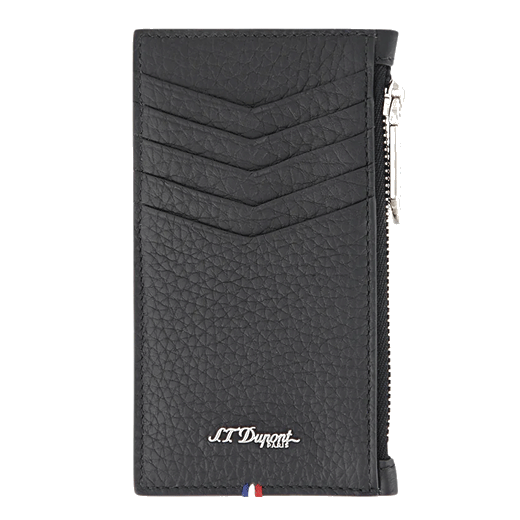 This S. T. Dupont Neo Capsule Grained Leather 5CC Wallet has a slip pocket on the rear and a zip pocket on the side for coins.