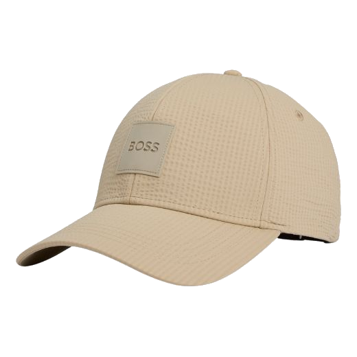 This BOSS Light Beige Seersucker Cap with Logo Patch is great for holidays and summer as it is lightweight and breathable.