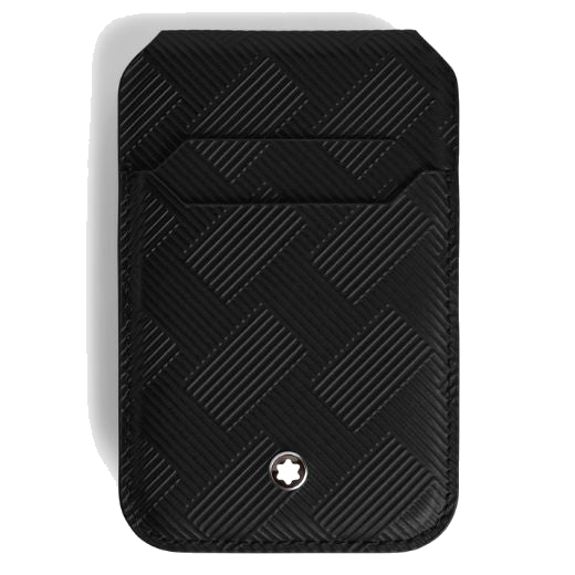 This Extreme 3.0 3CC Black Leather MagSafe Card Holder by Montblanc works with any magsafe case so you can keep your cards together with your phone.