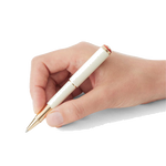 montblanc ivory heritage baby rollerball pen in hand
