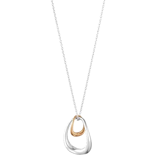 This Georg Jensen Sterling Silver and 18 KT. Rose Gold Offspring Pendant features a clasp closure.