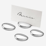 These are the Georg Jensen Stainless Steel SKY 4 pcs. Table Card Holders.