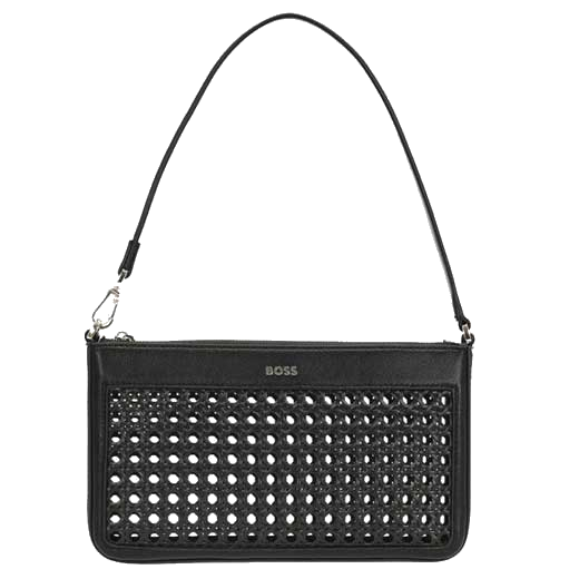 This BOSS faux leather handbag comes with brand name embossed onto the front.