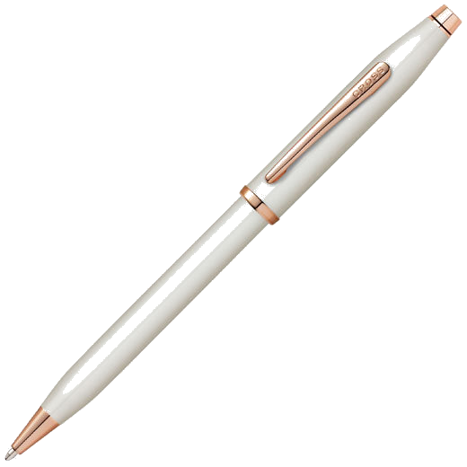 This White Pearlescent Lacquer Century II Ballpoint Pen was designed by Cross.
