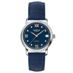 montblanc tradition blue calf leather automatic date watch
