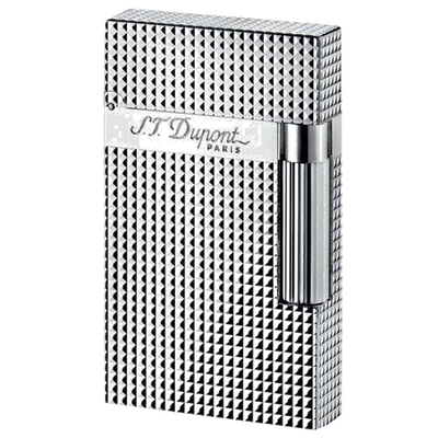s t dupont ligne 2 silver diamond head lighter