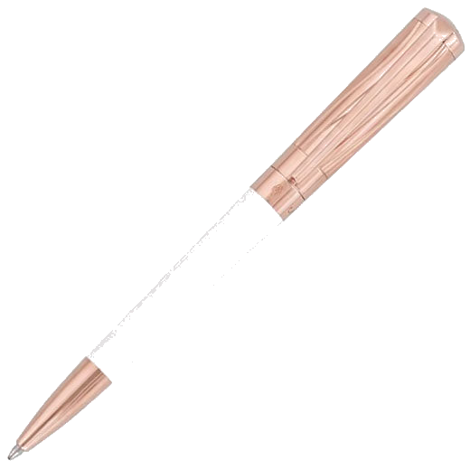 This Liberté White Lacquer & Rose Gold Ballpoint Pen is designed by S.T. Dupont Paris.