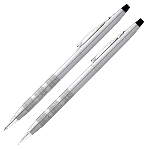 This Cross Classic Century Satin Chrome Ballpoint and Pencil 0.7mm Set comes in a presentation box that keeps both writing instruments safely in place with the elastic loops.