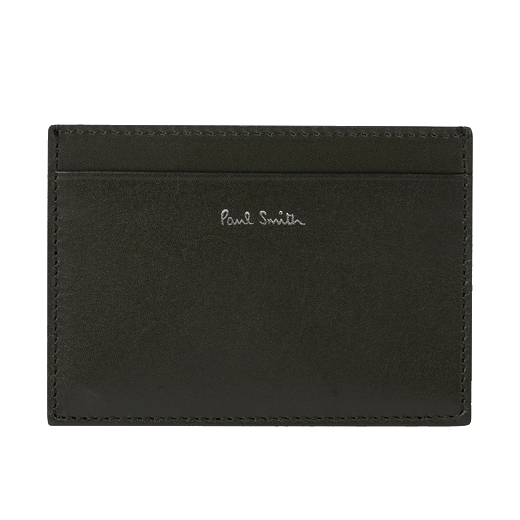 Paul Smith's Shadow Stripe Dark Green 3CC Leather Card Holder with 3 card slots and a central top pocket.