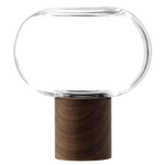 lsa oblate tall clear vase with walnut base