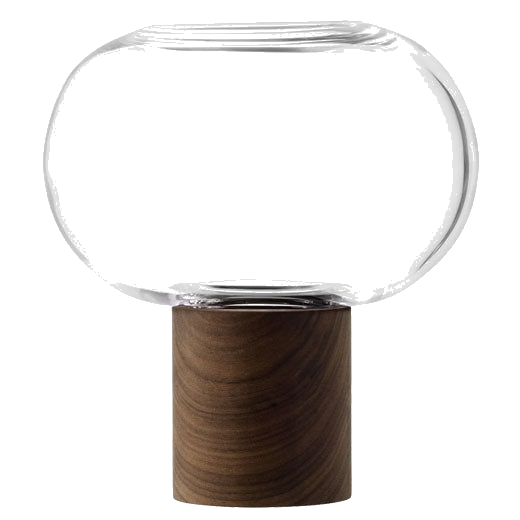 lsa oblate tall clear vase with walnut base