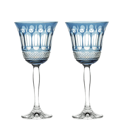 Royal Scot Crystal's Belgravia 2 x 25cl Skye Blue Large Wine Glasses are crafted in hand-cut crystal.