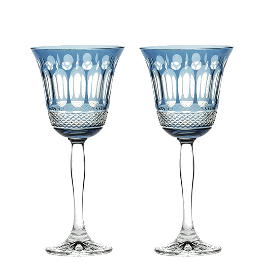 Royal Scot Crystal's Belgravia 2 x 25cl Skye Blue Large Wine Glasses are crafted in hand-cut crystal.