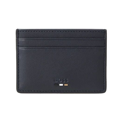 1 boss ray navy blue faux leather card holder with signature stripes 50542396 01 404