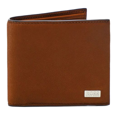 hugo boss crosstown brown leather 8cc wallet