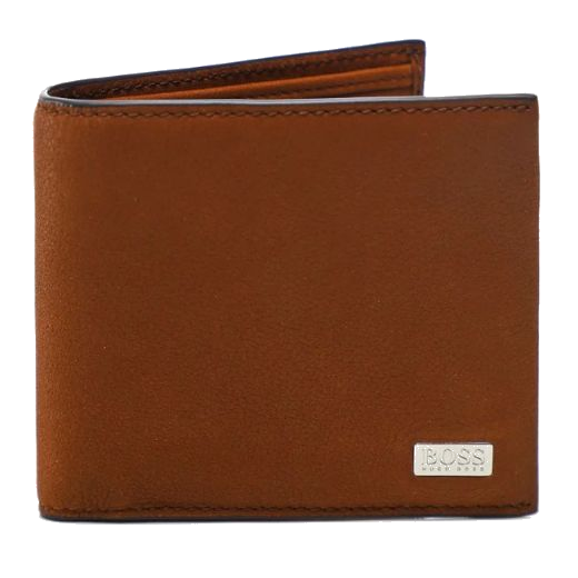 This BOSS Crosstown Soft Grain Brown Leather 8CC Wallet is made from cowhide leather with a soft-grain texture.