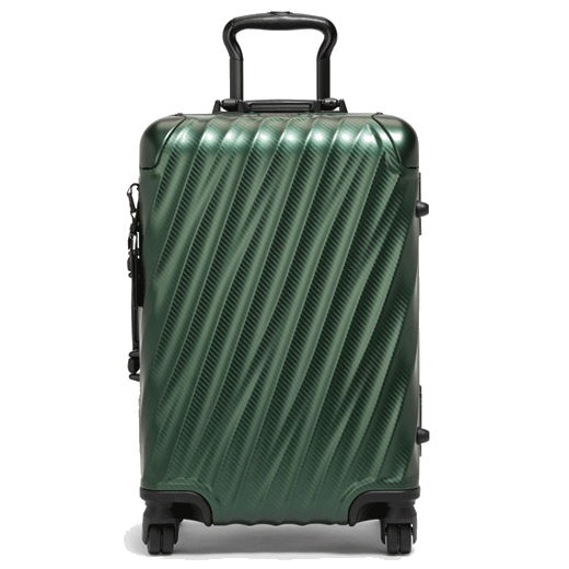 This 19 Degree Aluminium Forest Green International Carry-On by TUMI is made with aluminium.