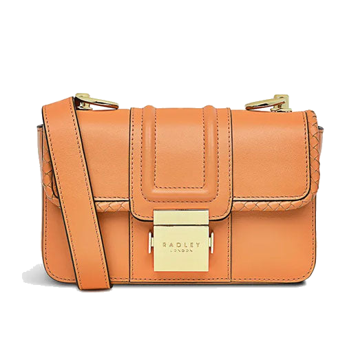 This Radley Hanley Close Apricot Mini Flap Over Bag has woven detailing along the edge of the flap to add texture.