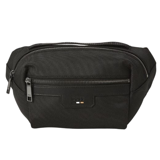 The Ray Black Fabric Zipped Bumbag with Signature Trims by BOSS.