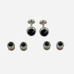 BOSS Black Glass Round Cufflinks and Shirt Studs Set