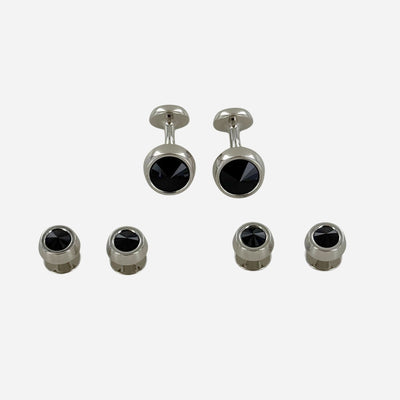 BOSS Black Glass Round Cufflinks and Shirt Studs Set
