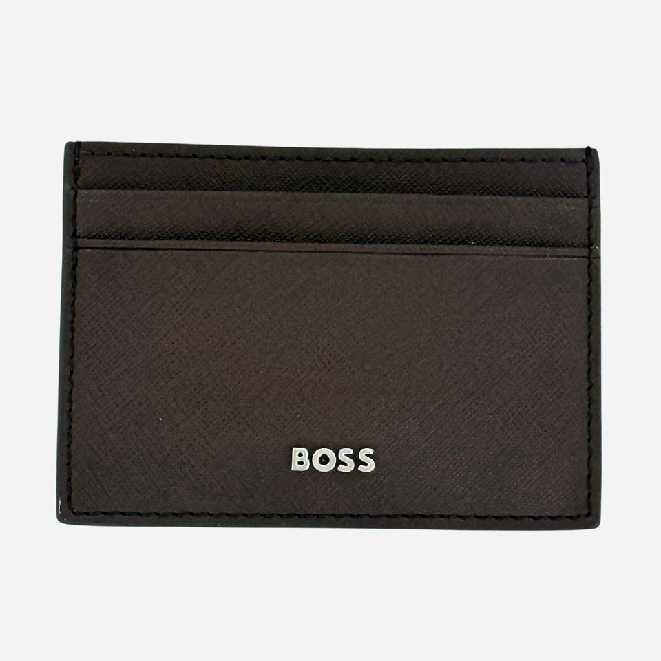Brown Leather 2CC Card Holder with Money Clip from BOSS.