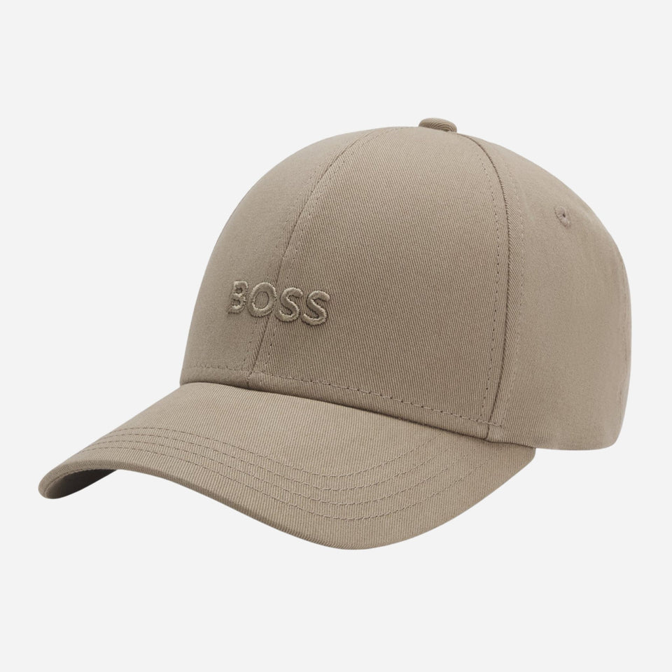 Light Brown Cotton-Twill Cap with Embroided Logo from BOSS.