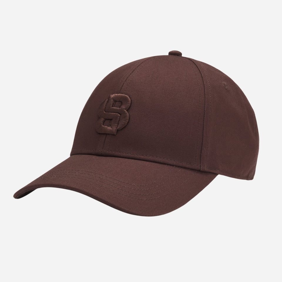 Dark Brown Cotton-twill cap with embroidered Double B monogram from BOSS.
