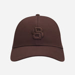 Front View of Dark Brown Cotton-twill cap with embroidered Double B monogram from BOSS.