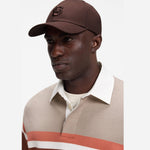 Model wearing Dark Brown Cotton-twill cap with embroidered Double B monogram from BOSS.