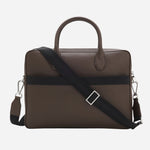 Back View of Grained Leather Document Case in Dark Brown from BOSS.