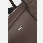 Close up of Grained Leather Document Case in Dark Brown from BOSS.