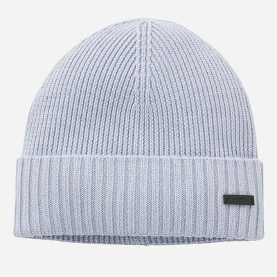 Light Blue Rib-Knit Virgin Wool Beanie from BOSS.