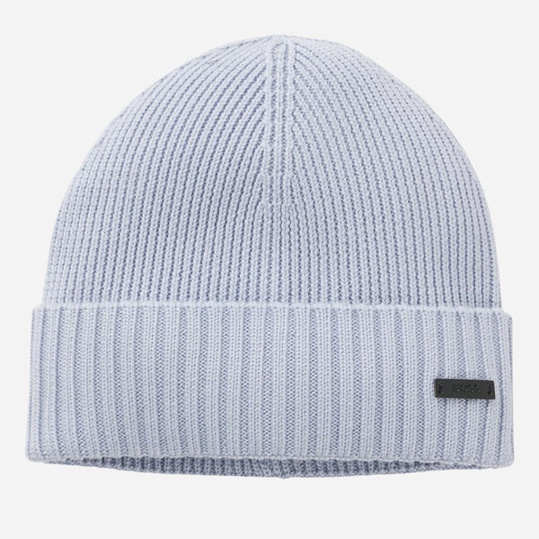 Light Blue Rib-Knit Virgin Wool Beanie from BOSS.