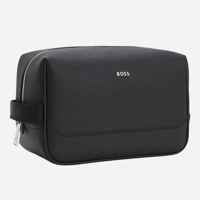 Logo-Trim Black Washbag from BOSS.