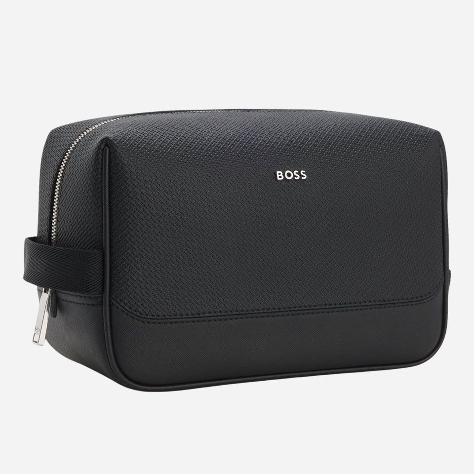 Logo-Trim Black Washbag from BOSS.