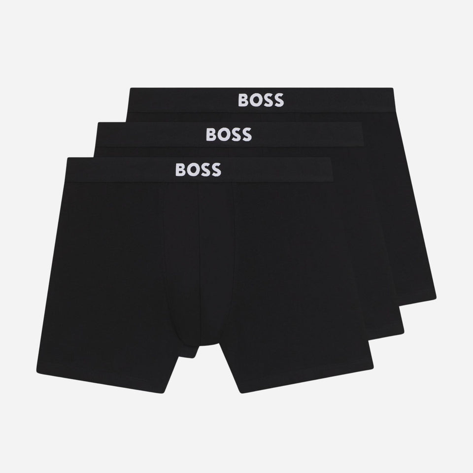 ONE 3-Pack of Black Cotton Stretch Boxer Briefs from BOSS.