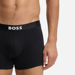 Close up of ONE 3-Pack of Black Cotton Stretch Boxer Briefs from BOSS.