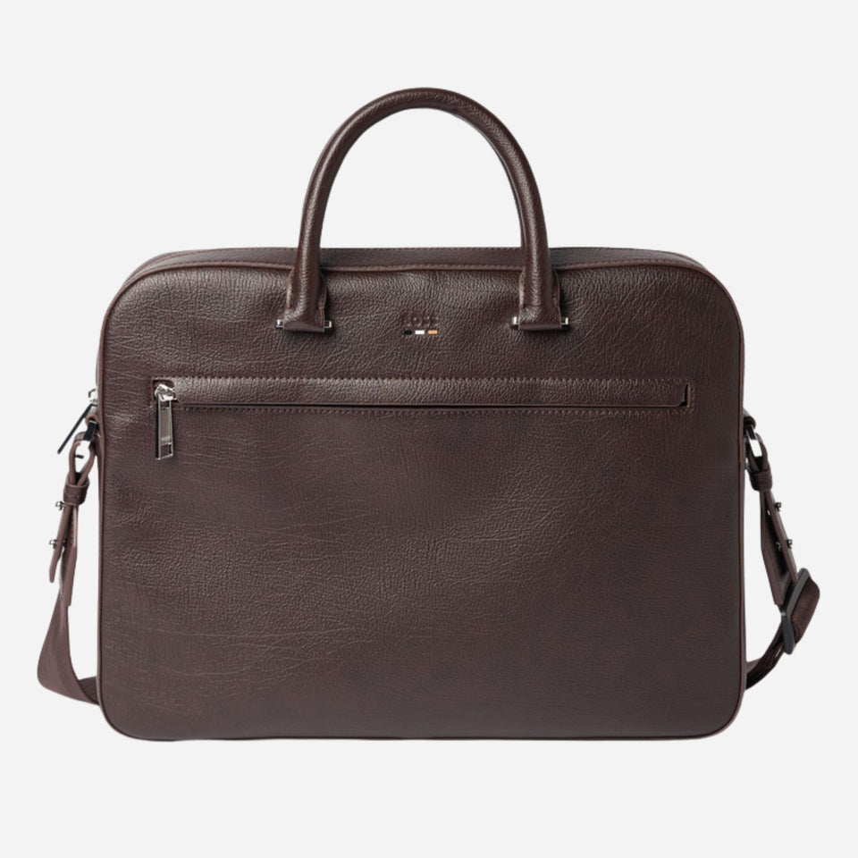 Ray Document Case in faux brown leather by BOSS.